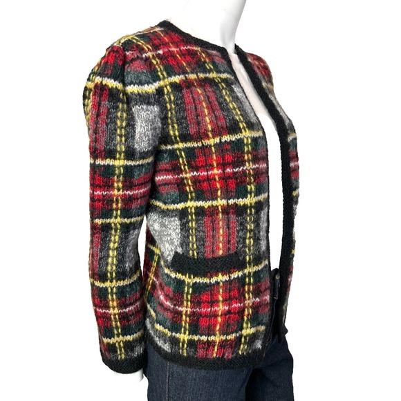 90s Wool Plaid Sweater Womens Size Medium Open Front Long Sleeve JH Collectibles - Picture 8 of 8